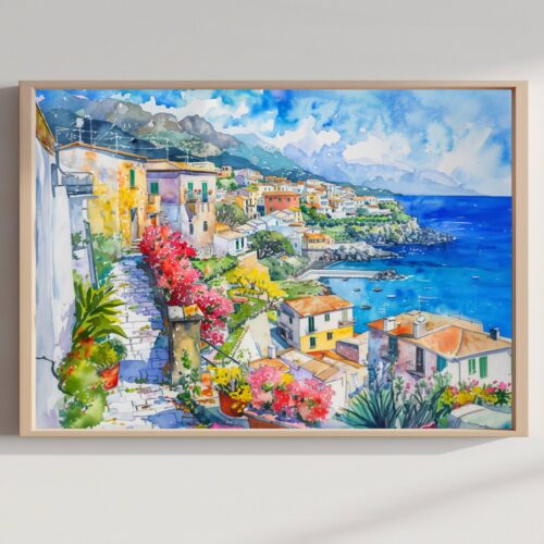 Gallipoli Apulia Southern Italy Watercolor: Italian Travel Art Poster
