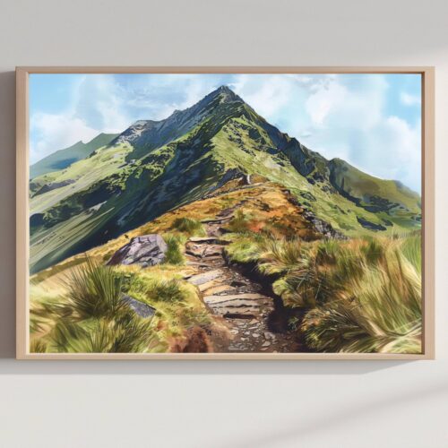 Mount Snowdon Snowdonia Wales UK Watercolor: Three Peaks Challenge Poster