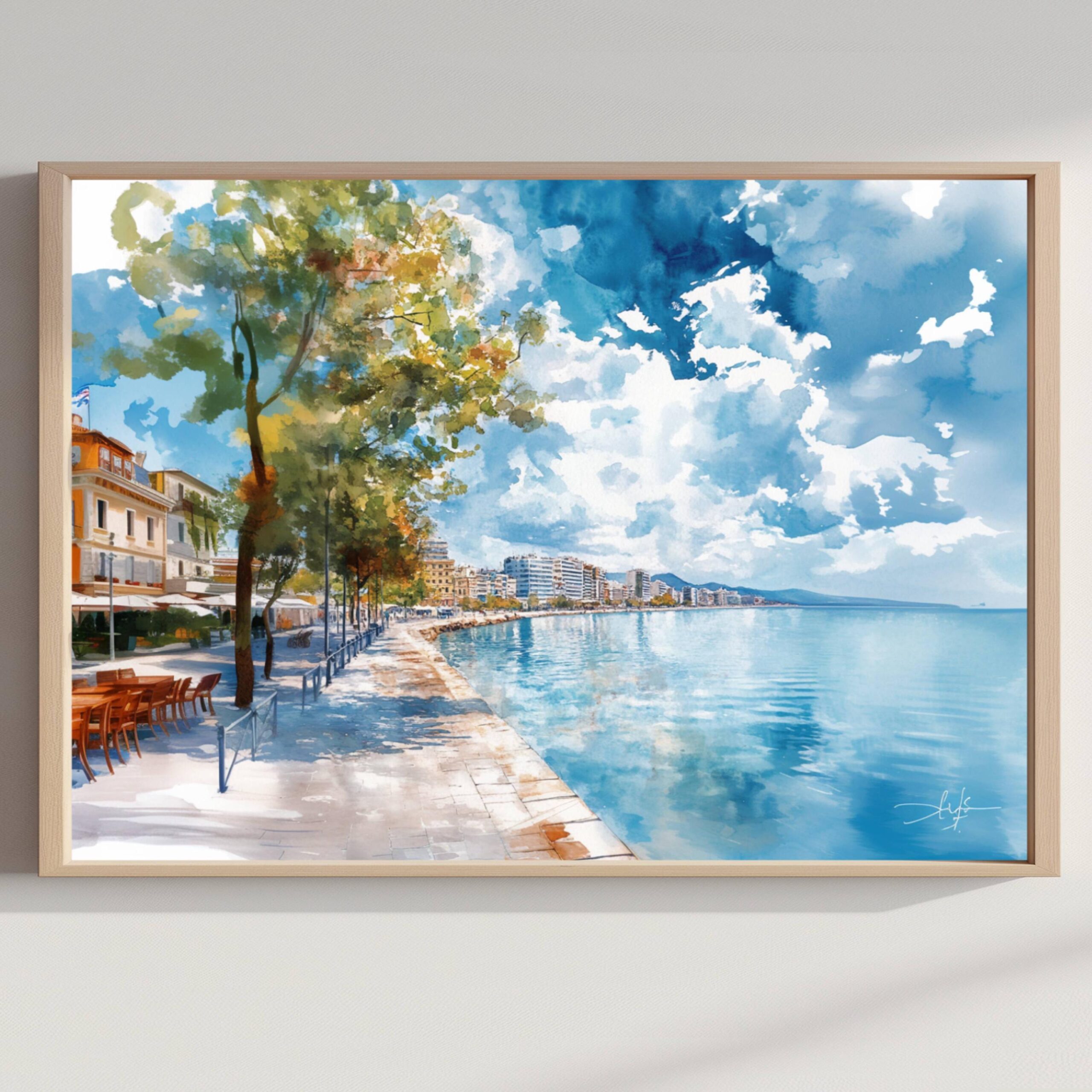 Thessaloniki Greece Watercolor: Greek Travel Art Poster