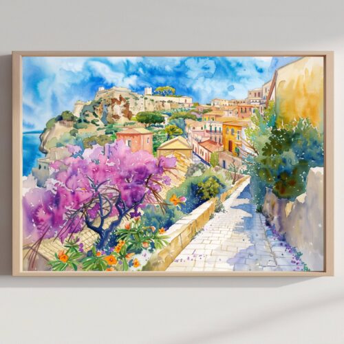 Syracuse Sicily Italy Watercolor: Italian Travel Art Poster