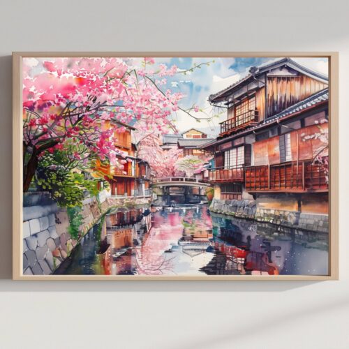 Kyoto Japan Asia Watercolor Print: Japanese Travel Art Poster