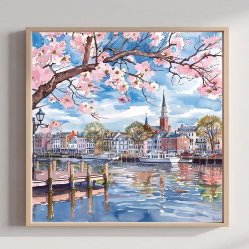 Annapolis Maryland USA Watercolor: American Travel Art Poster
