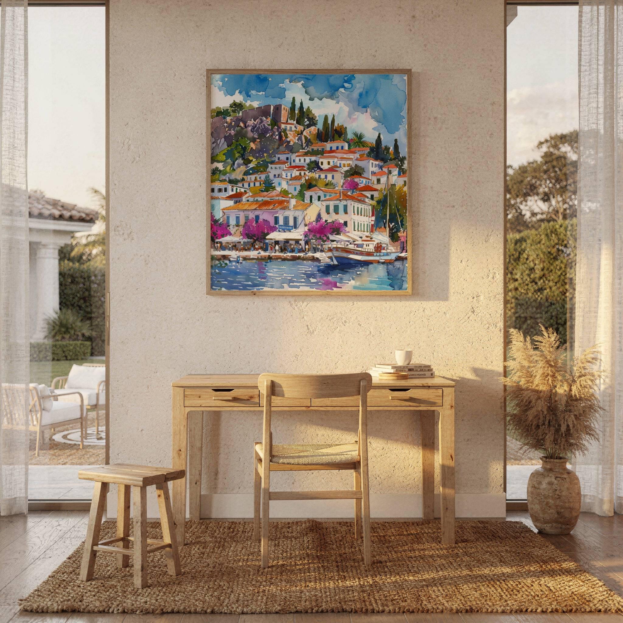 Hydra Island Greece Watercolor Print: Travel Art Poster - Image 6