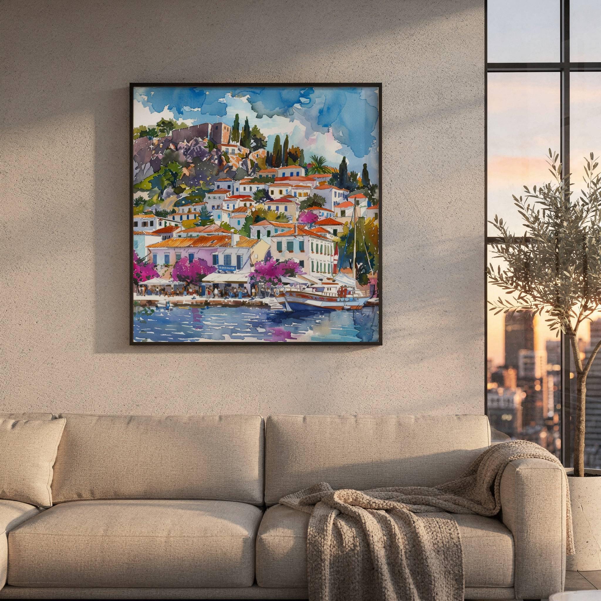 Hydra Island Greece Watercolor Print: Travel Art Poster - Image 5