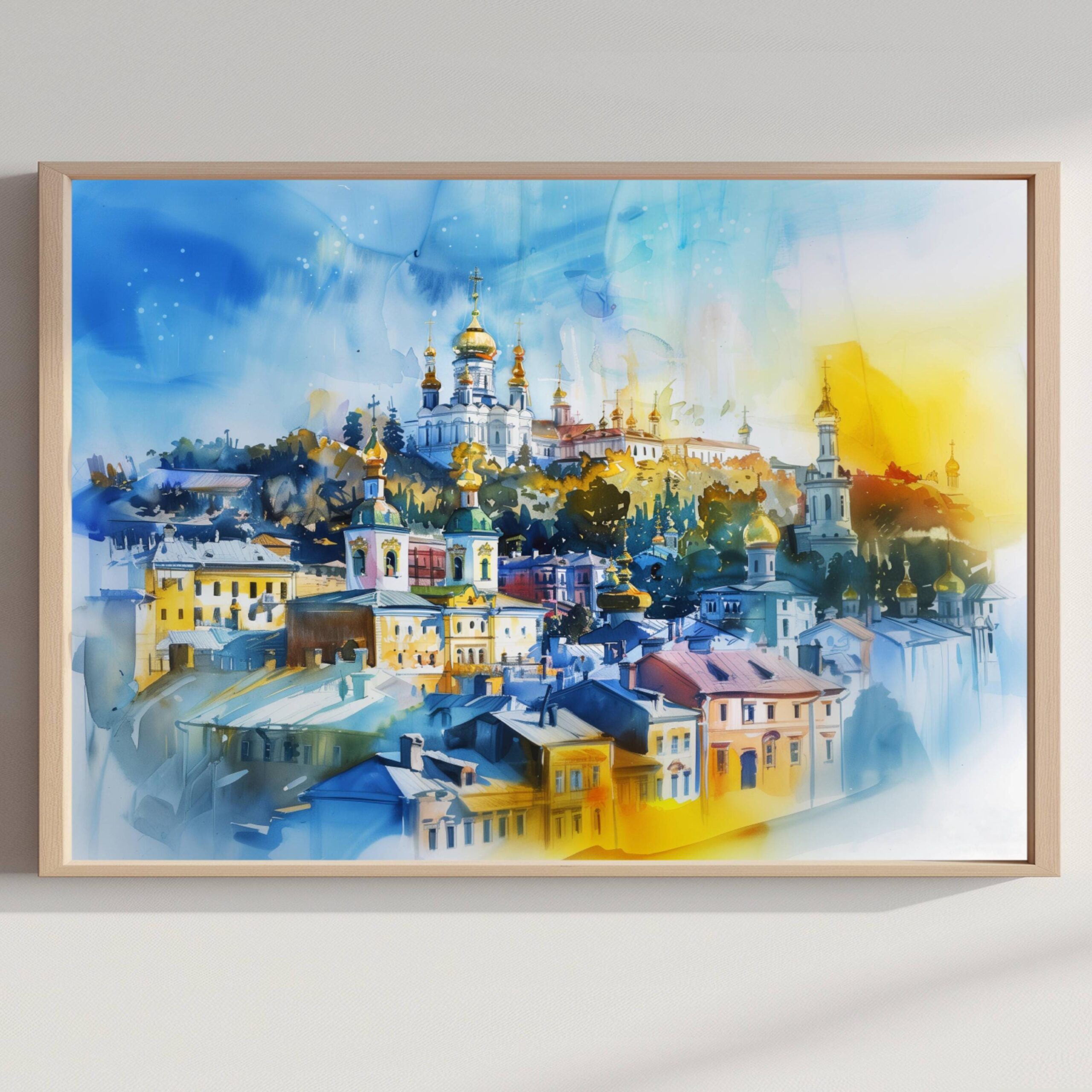 Kyiv-Pechersk Lavra Ukraine Europe Watercolor Print: Travel Art Poster