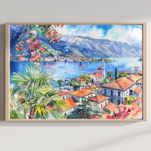 Locarno Switzerland Europe Watercolor Print: Vacation Travel Art Poster