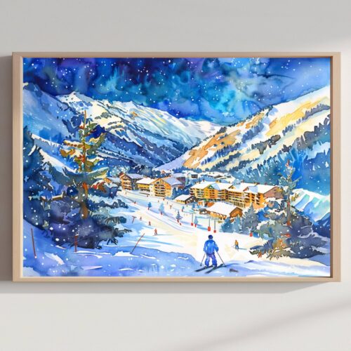 Valmorel France Watercolor Print: Europe Travel Art Poster