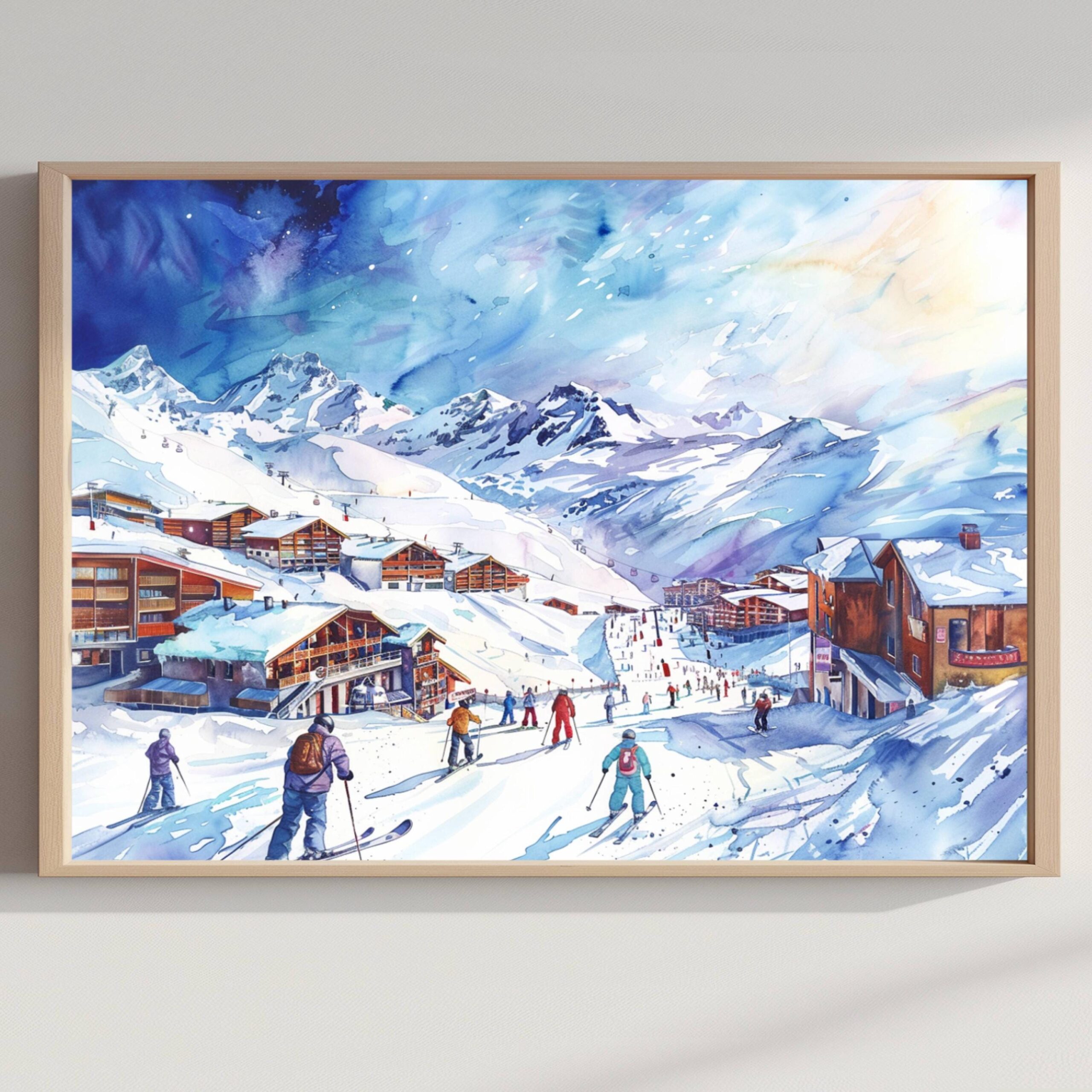 Val Thorens France Watercolor Print: Europe Travel Art Poster