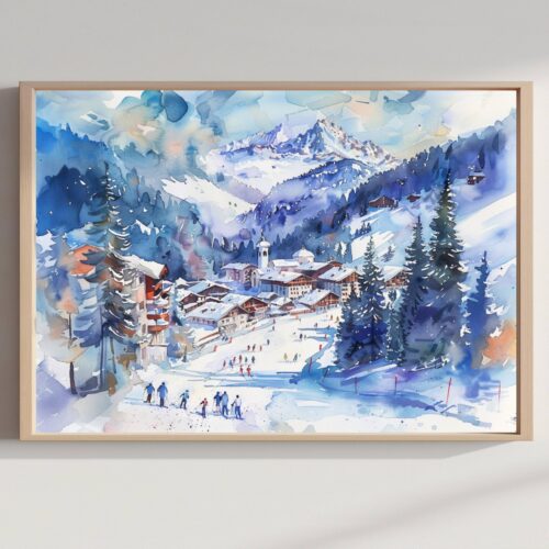 Madonna di Campiglio Italy Watercolor Print: Italian Travel Art Poster