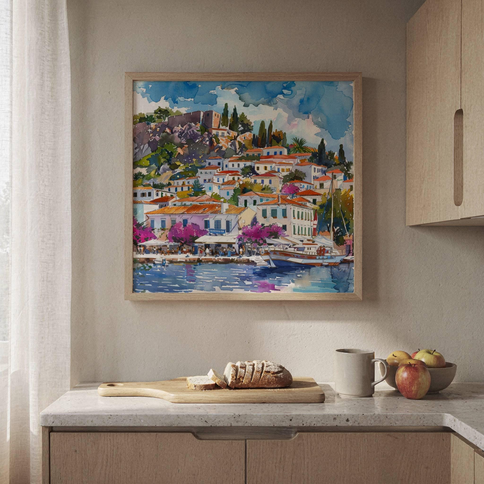 Hydra Island Greece Watercolor Print: Travel Art Poster - Image 2
