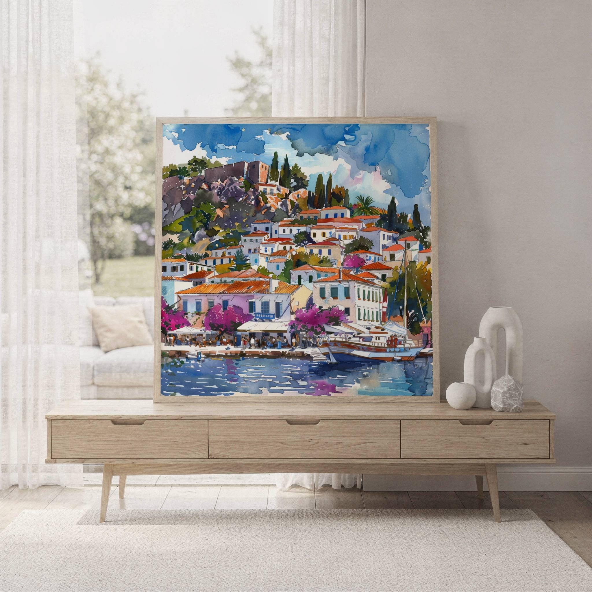Hydra Island Greece Watercolor Print: Travel Art Poster - Image 8