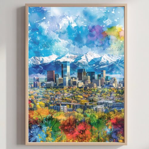 Denver CO Colorado USA Watercolor: Travel Art Poster