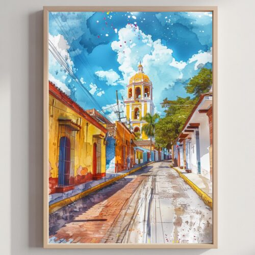 San Salvador El Salvador Central America Watercolor: Travel Art Poster