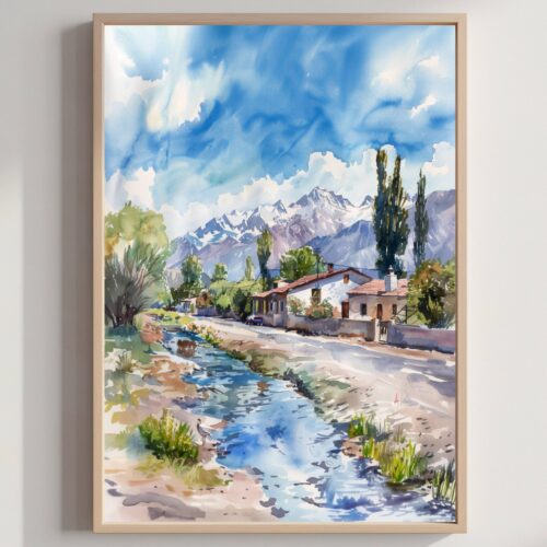 Argentina South America Watercolor Poster: Vacation Travel Art Print
