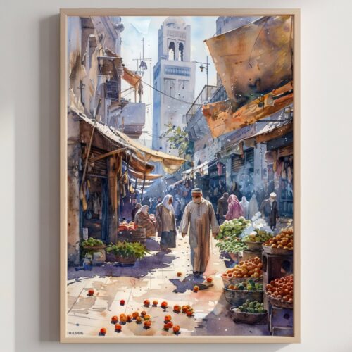 Rabat Morocco North Africa Watercolor: Travel Poster Print