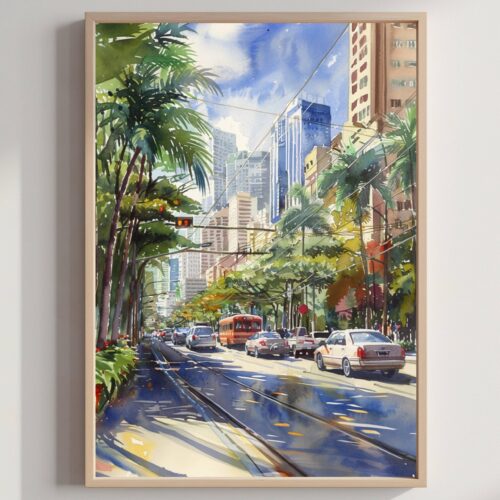 Manila The Philippines Watercolor Print: Asia Travel Art Poster
