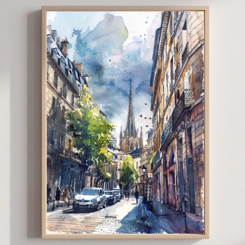Bordeaux France Europe Watercolor: French Travel Art Poster Print