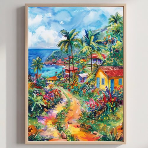 Trinidad & Tobago Caribbean Watercolor: Travel Art Poster