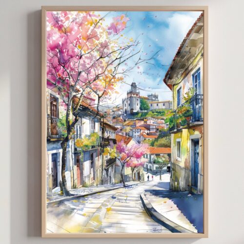 Viana do Castelo Portugal Europe Watercolor: Vacation Travel Art Poster
