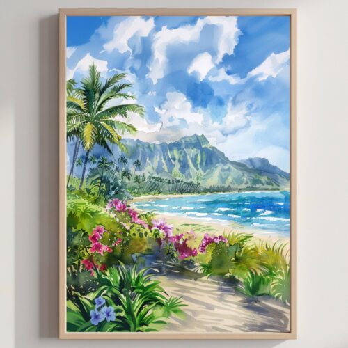 Hawaii United States of America Watercolor Print: Travel Art Poster