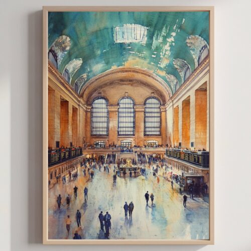 Central Station New York Watercolor Print: USA Travel Art Poster