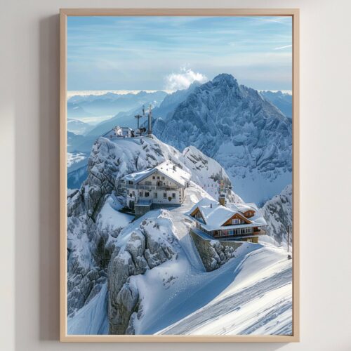 The Zugspitze Mountain Watercolor: Germany Travel Poster