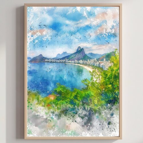 Rio de Janeiro Watercolor Art Print: Brazil Travel Art Poster