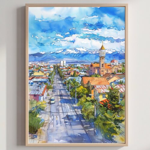 Punta Arenas Chile South America Watercolor: Travel Art Poster