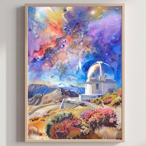 Cerro Tololo Chile South America WatercolorPrint: Travel Art Poster