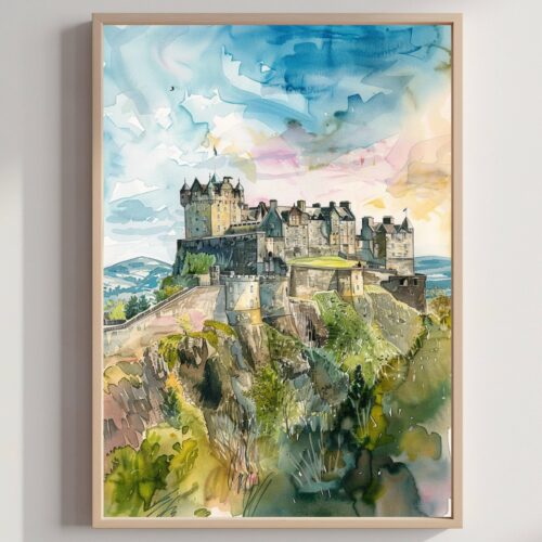 Stirling Castle Scotland United Kingdom Watercolor: Scotland Travel Art Poster