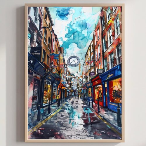 Carnaby Street London England Watercolor: United Kingdom Travel Art Poster