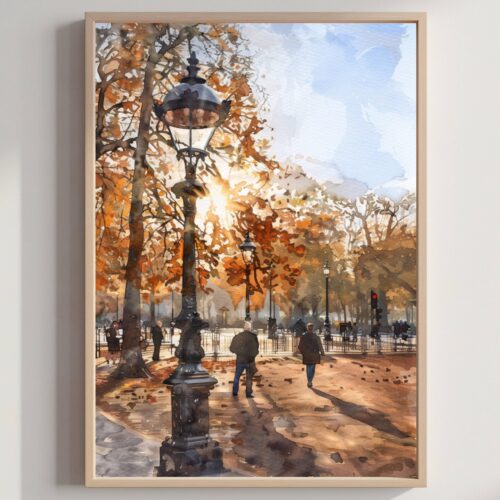 Hyde Park London England Watercolor Print: United Kingdom Travel Art Poster