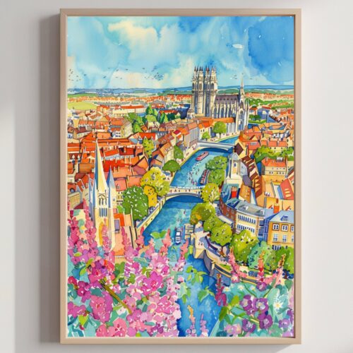 York England Watercolor: United Kingdom Travel Art Poster