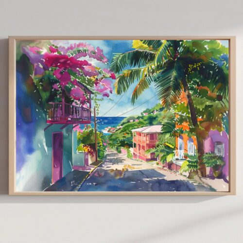 Martinique Caribbean Watercolor Print: Travel Art Poster