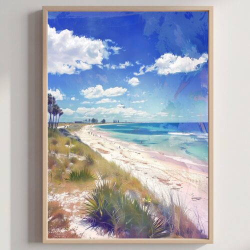Cable Beach Australia Watercolor Print: Travel Art Poster