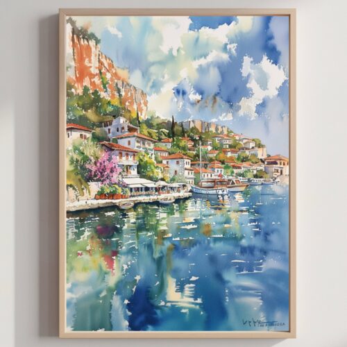 Marmaris Turkey Watercolor Print: Europe Travel Art Poster