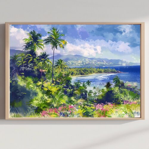 Fiji Watercolor Print: Oceania Travel Art Poster