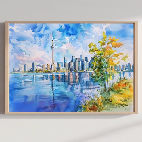 Toronto Canada North America Watercolor Print: Travel Art Poster