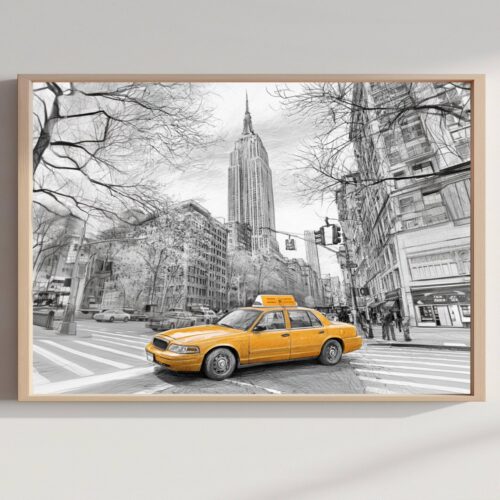 Empire State Building New York Pencil Sketch: USA Travel Poster