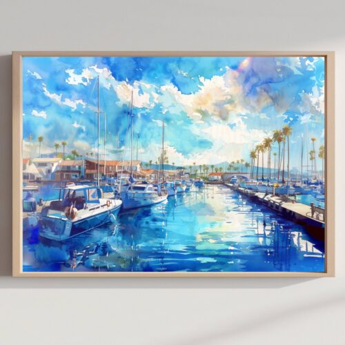 Oxnard California USA Watercolor Print: American Travel Art Poster