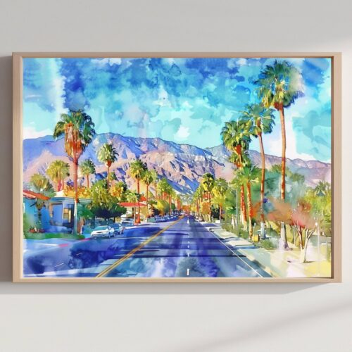 Palm Springs California USA Watercolor Print: American Travel Art Poster