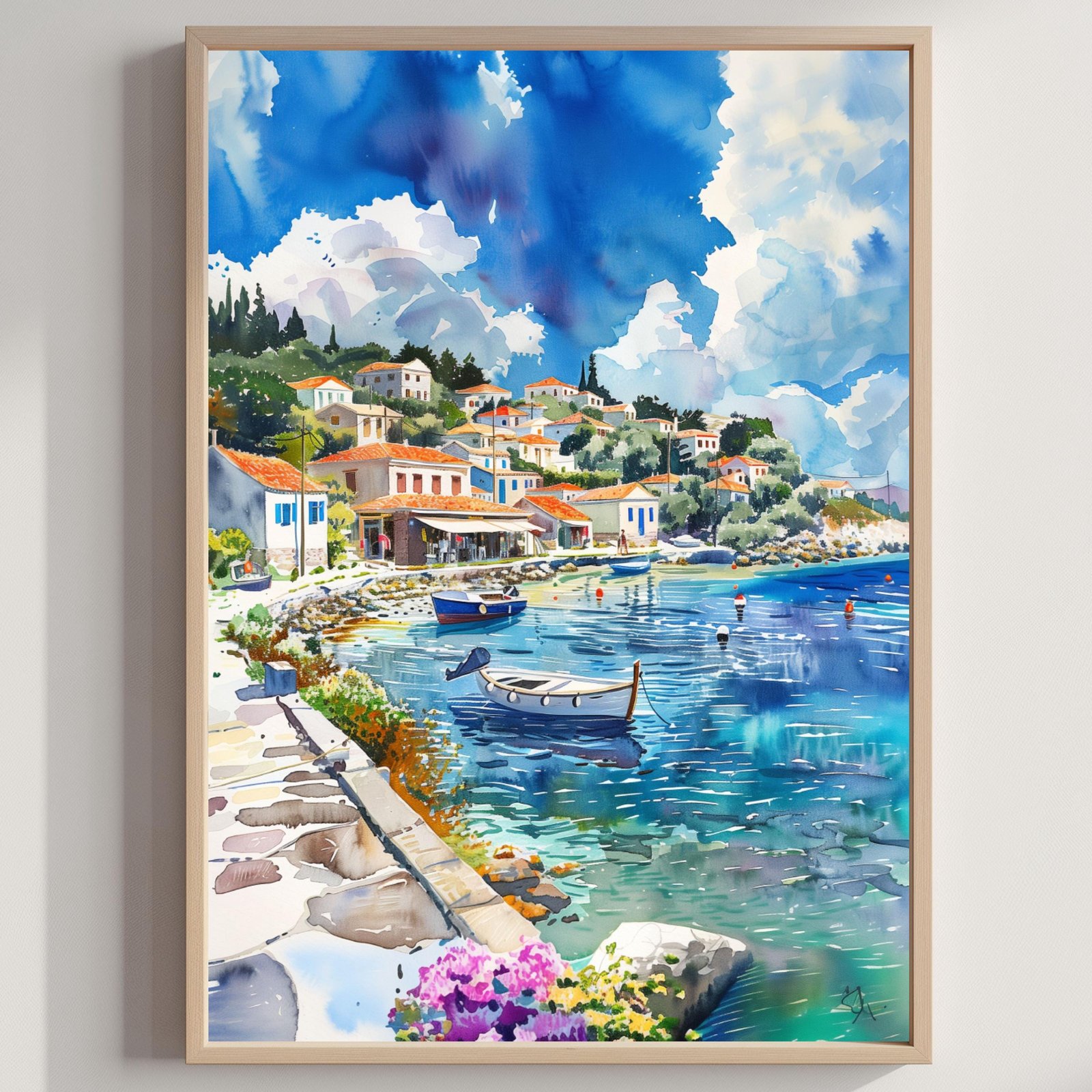 Paxos Island Greece Watercolor Print: Greek Travel Art Poster