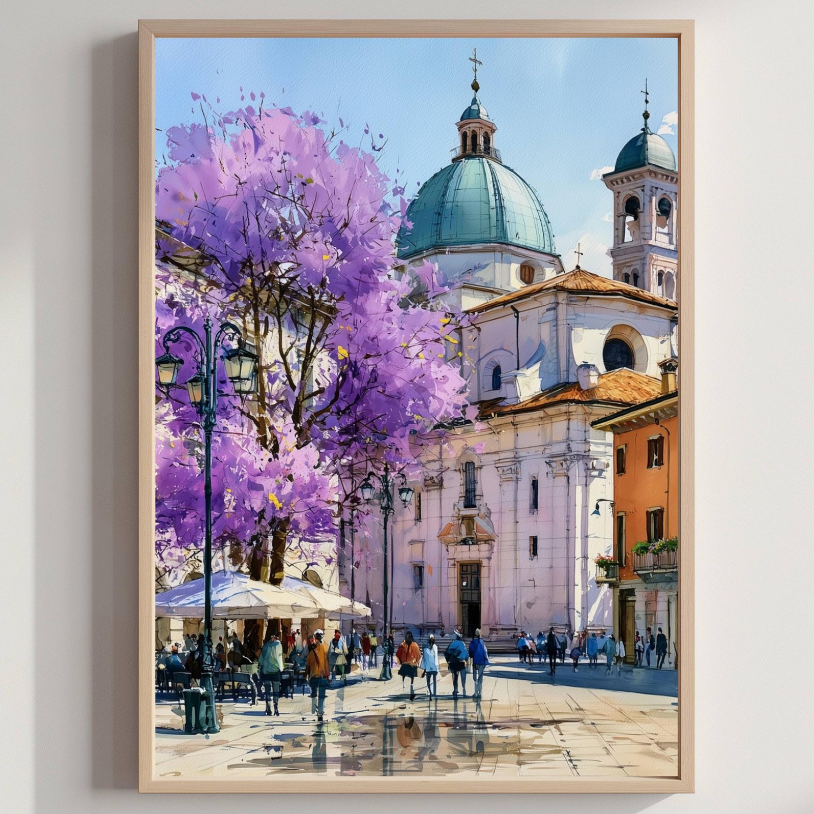 Brescia Lombardy Italy Watercolor Print: Italian Travel Art Poster