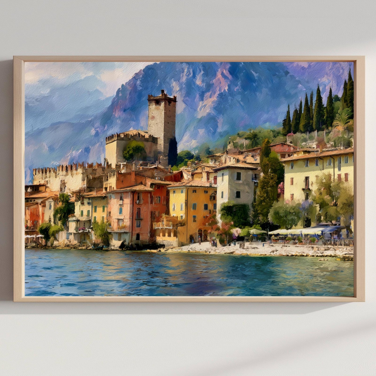 Malcesine Lake Garda Italy Watercolor Print: Italian Travel Art Poster