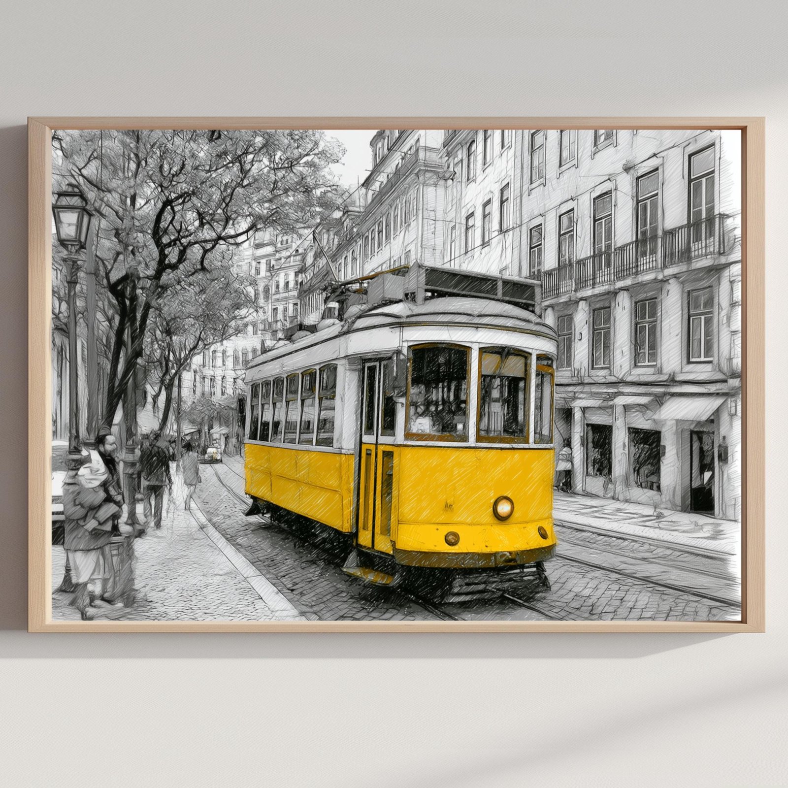 Lisbon Portugal Pencil Sketch Print: Portuguese Travel Art Poster