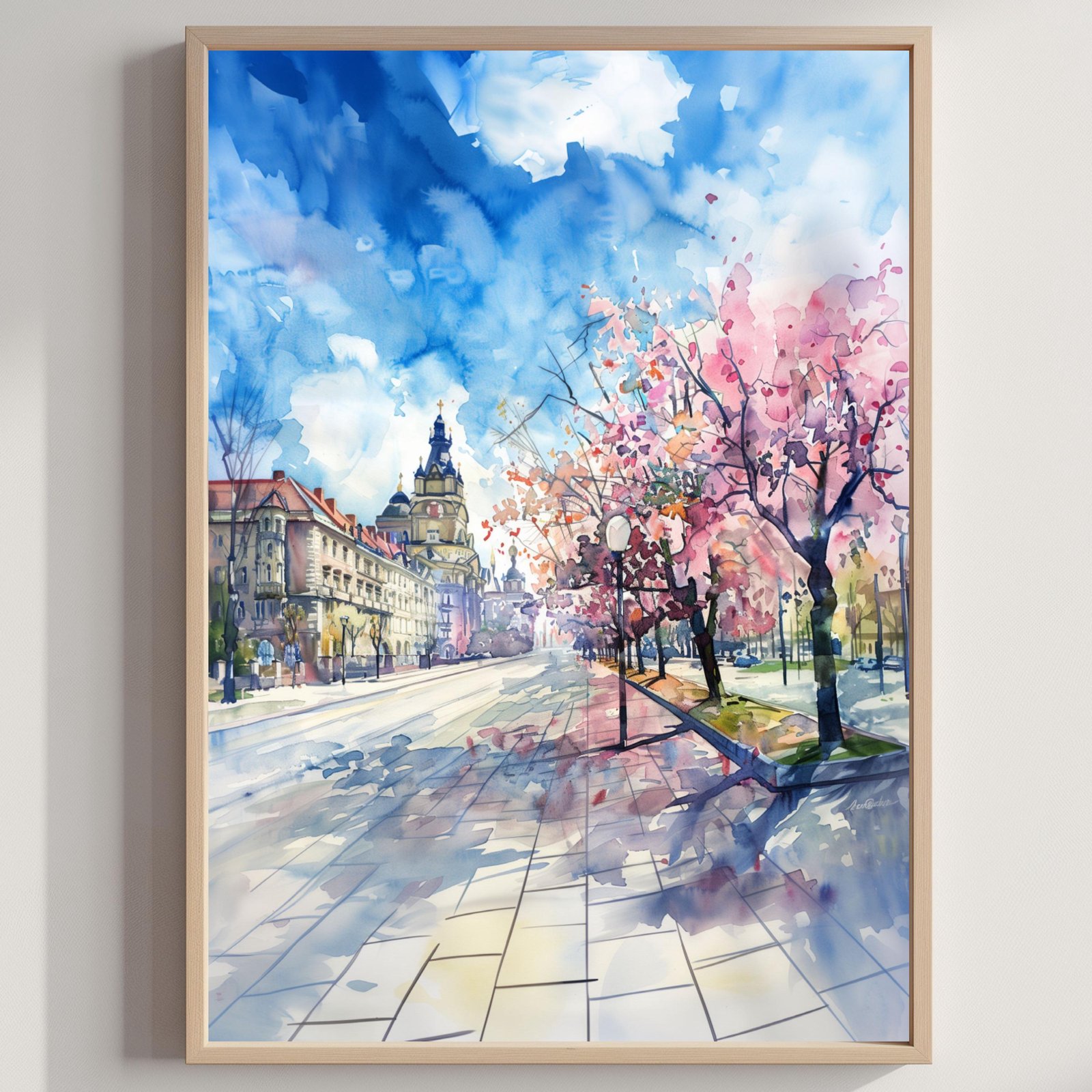 Katowice Poland Watercolor Print: Polish Travel Art Poster