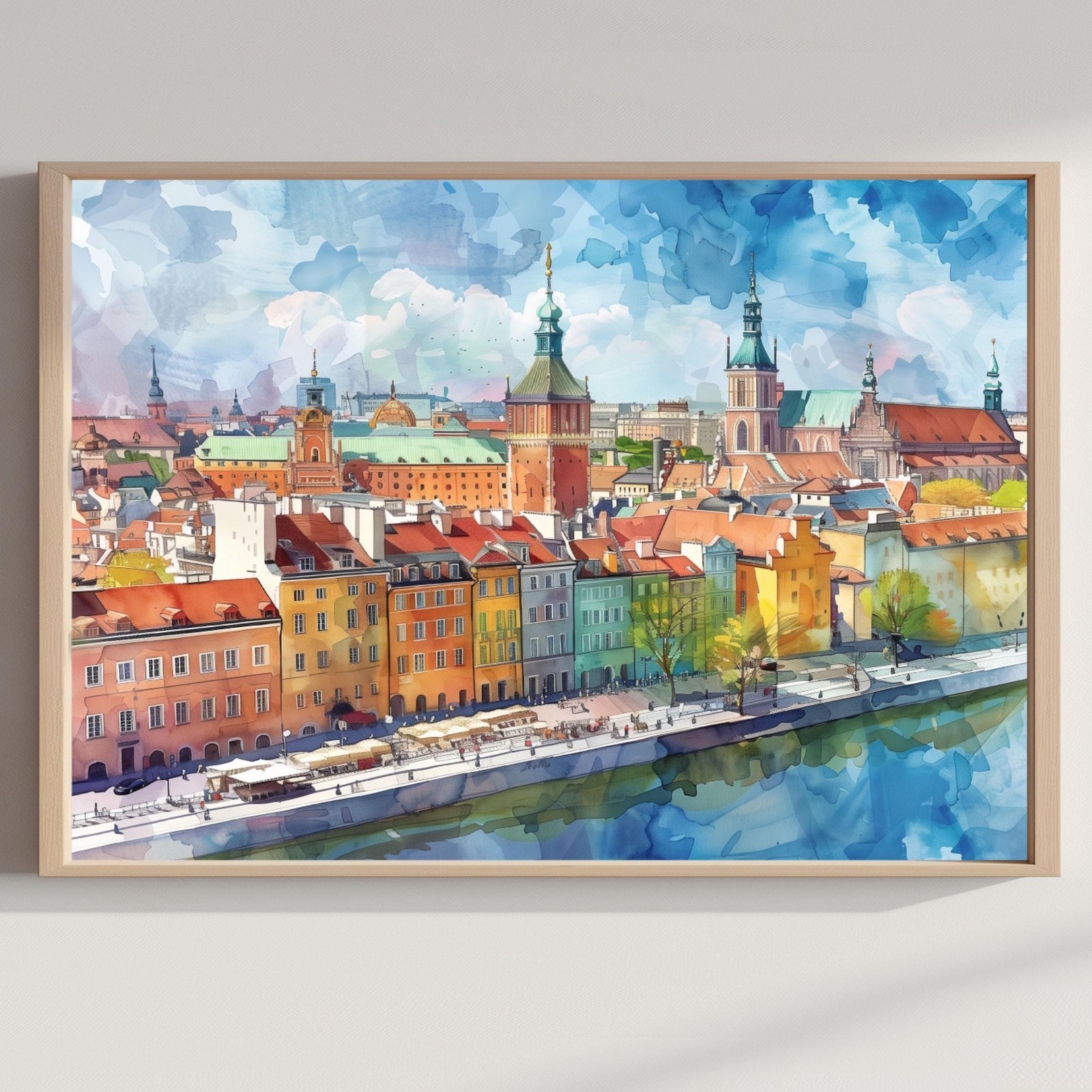Warsaw Poland Watercolor Print: Polish Travel Art Poster