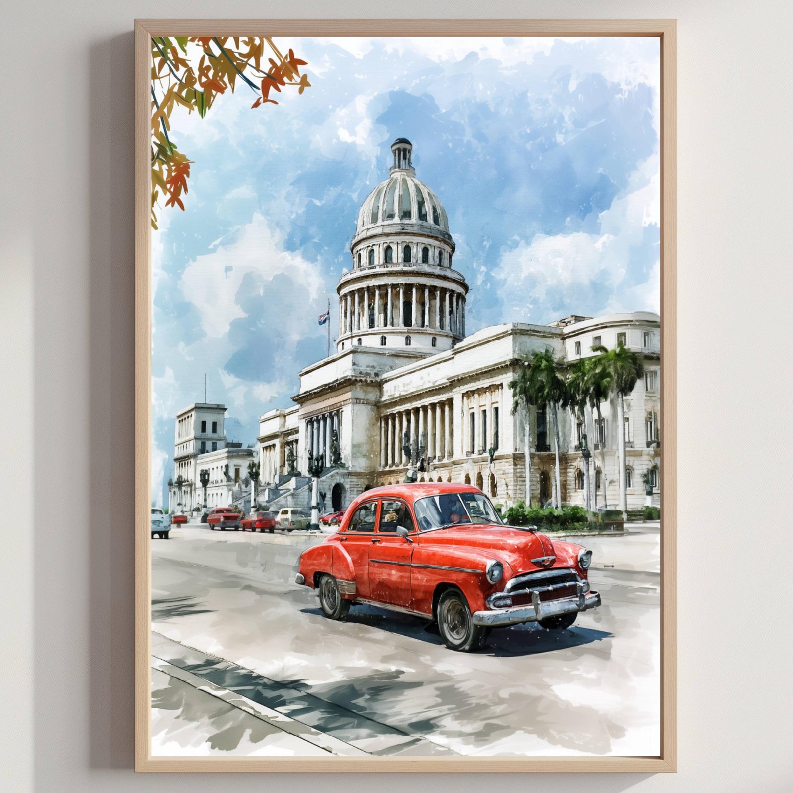 El Capitolio Havana Cuba Caribbean Watercolor Print: Travel Art Poster