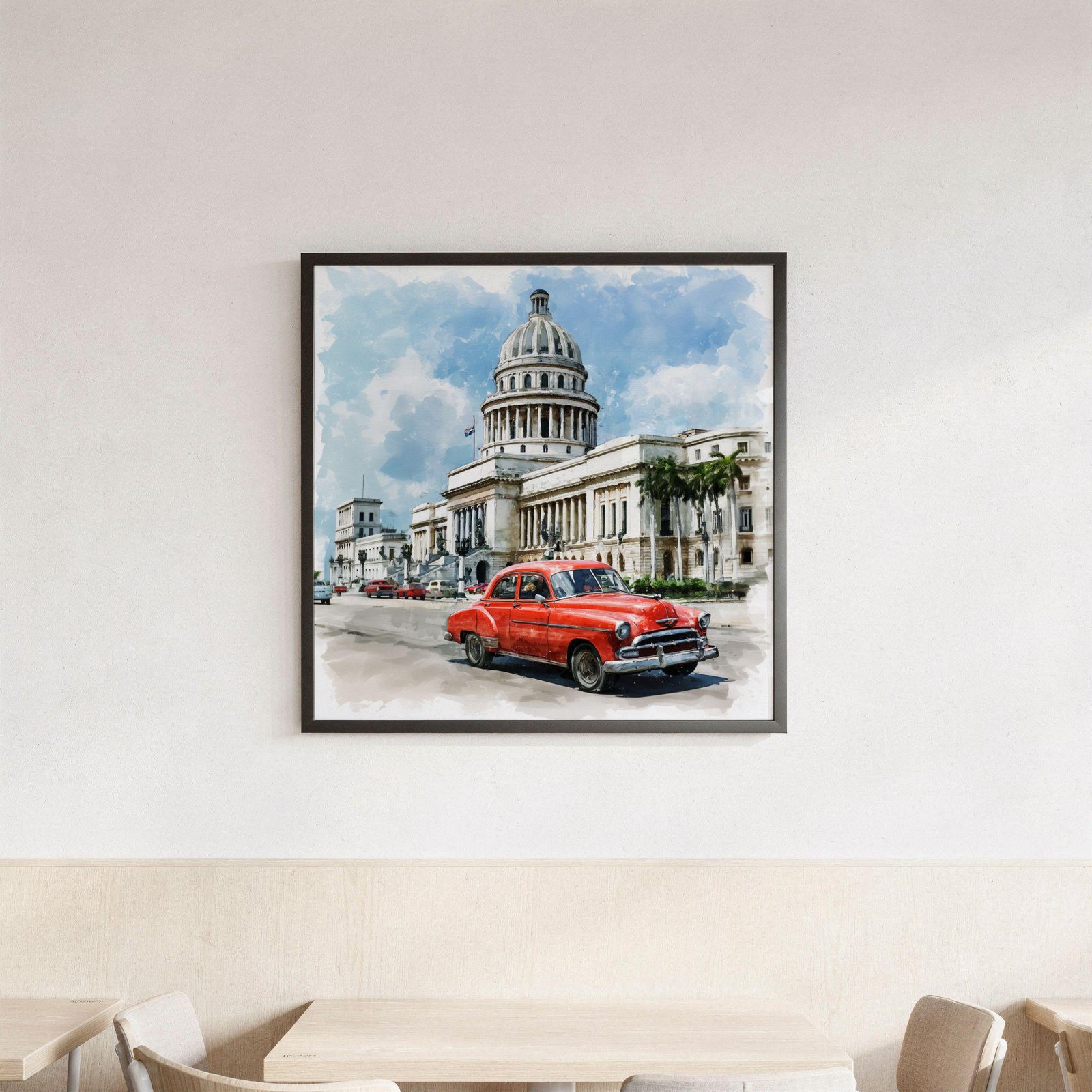 El Capitolio Havana Cuba Watercolor Print: Cuban Travel Art Poster Square - Image 3