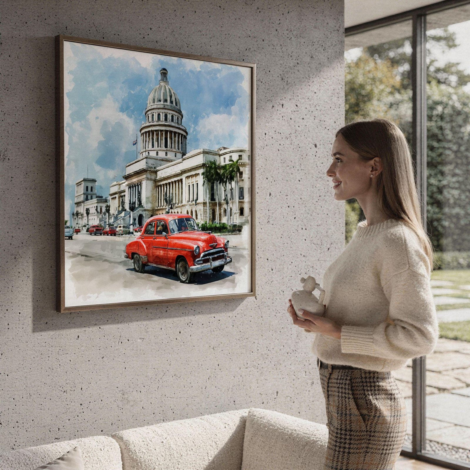 El Capitolio Havana Cuba Watercolor Print: Cuban Travel Art Poster Square - Image 4